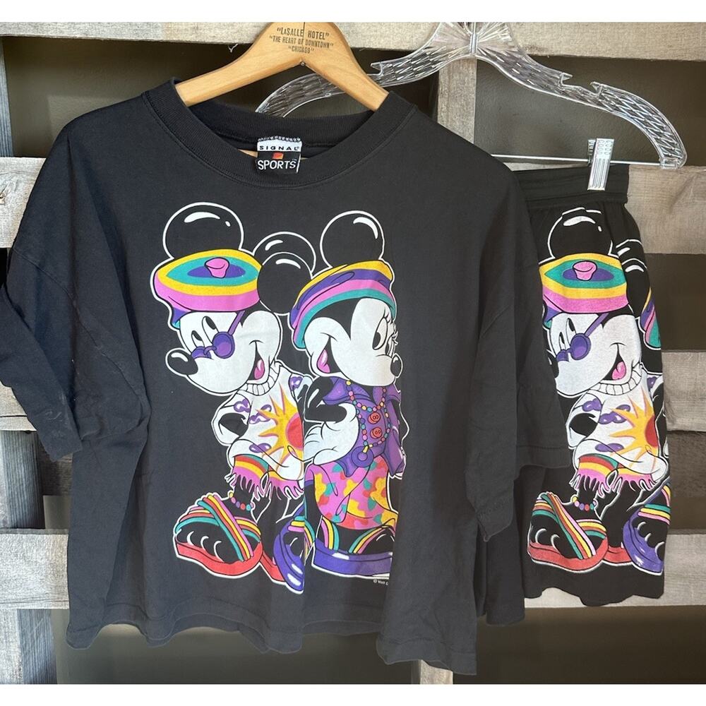 Vintage Mickey & Minnie Mouse Retro Sport Set OSFM 1980s Shorts Crop Tee